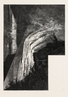 NIAGARA BY ELECTRIC LIGHT, CANADA, NINETEENTH CENTURY ENGRAVING