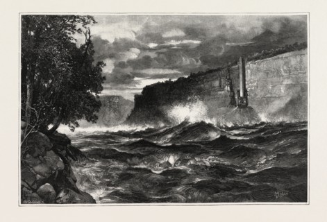 THE WHIRLPOOL RAPID, CANADA, NINETEENTH CENTURY ENGRAVING