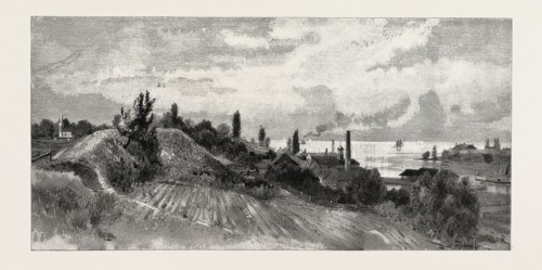 MOUTH OF THE RIVER, FROM RAMPARTS OF OLD FORT GEORGE. Fort Niagara, on the American shore,