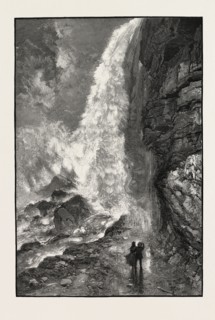 APPROACH TO CAVE OF THE WINDS, CANADA, NINETEENTH CENTURY ENGRAVING