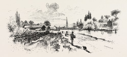 NEAR LOCK No. 2, OLD CANAL, CANADA, NINETEENTH CENTURY ENGRAVING