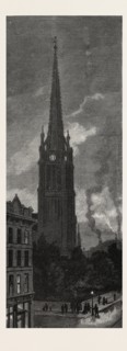 TORONTO, TOWER AND SPIRE OF ST. JAMES'S CATHEDRAL, CANADA, NINETEENTH CENTURY ENGRAVING