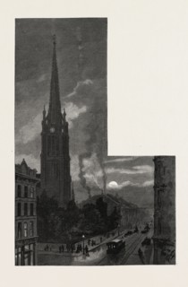 TORONTO, TOWER AND SPIRE OF ST. JAMES'S CATHEDRAL, CANADA, NINETEENTH CENTURY ENGRAVING