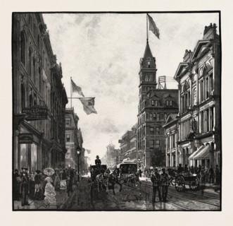 KING STREET, WEST, TORONTO, CANADA, NINETEENTH CENTURY ENGRAVING