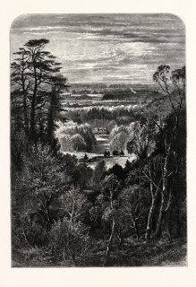 THE FISHING TEMPLE, VIRGINIA WATER, FROM THE BELVIDERE. village being in the Borough of Runnymede