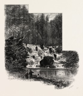 The Cascade, Virginia Water, village being in the Borough of Runnymede in Surrey, UK, britain,