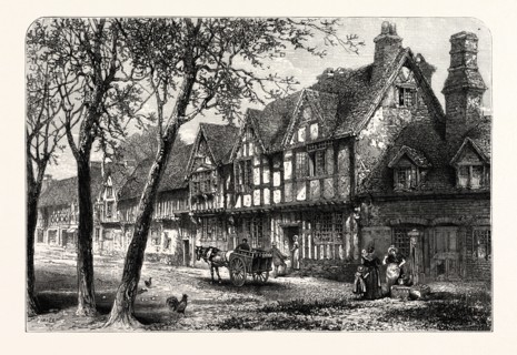 HOUSES UNDER THE CASTLE, WARWICK, UK, britain, british, europe, united kingdom, great britain,