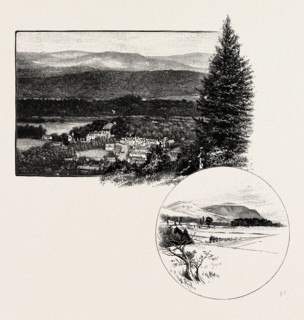 BIRNAM, FROM BIRNAM HILL, AND DUNSINANE HILL (RIGHT AT THE BOTTOM), UK. Birnam, Perth and Kinross,
