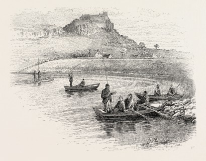 SALMON-FISHING NEAR STIRLING, a city and former ancient burgh in Scotland. UK