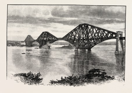FORTH BRIDGE, FROM THE SOUTH-WEST. The Forth Bridge is a cantilever railway bridge over the Firth