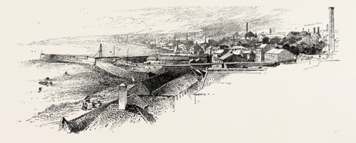 KIRKCALDY, FROM THE SOUTH-EAST, UK. A town and former royal burgh in Fife, on the east coast of