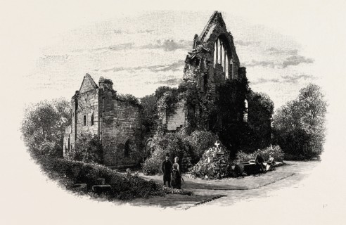 DRYBURGH ABBEY, FROM THE EAST, UK. Dryburgh Abbey, near Dryburgh on the banks of the River Tweed in