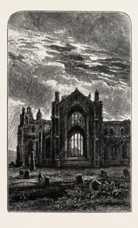 MELROSE ABBEY: THE EAST WINDOW. Melrose Abbey is a Gothic-style abbey in Melrose, Scotland. It was