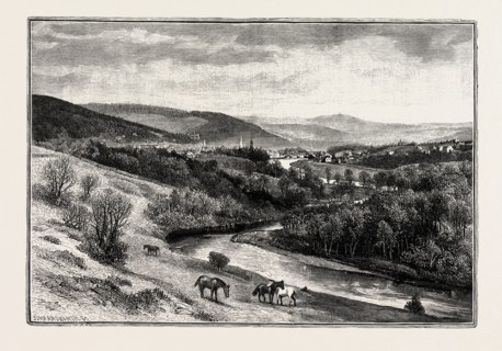 PEEBLES, FROM A LITTLE BELOW NEIDPATH. A burgh in the committee area of Tweeddale, in the Scottish