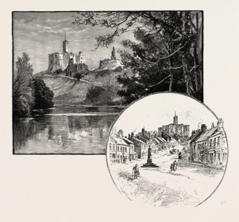 WARKWORTH CASTLE (LEFT), THE VILLAGE OF WARKWORTH (RIGHT). Warkworth Castle is a ruined medieval