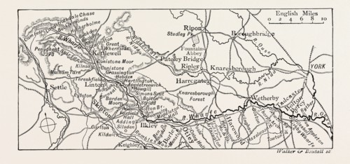 MAP OF THE COURSE OF THE WHARFE, UK. The River Wharfe is a river in Yorkshire, England. For much of