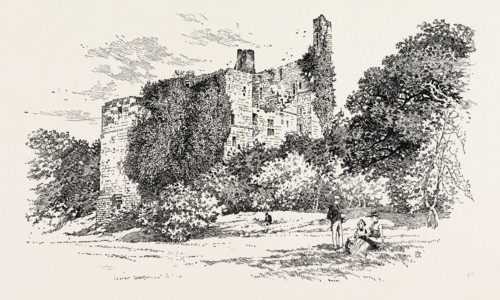 RUINS OF HAREWOOD CASTLE, UK. Harewood Castle is a 12th-century stone hall house and courtyard