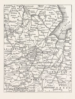 MAP OF THE RIVERS OF THE WASH, UK