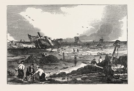 THE BETSY CAINS ASHORE AT TYNEMOUTH, UK, britain, british, europe, united kingdom, great britain,