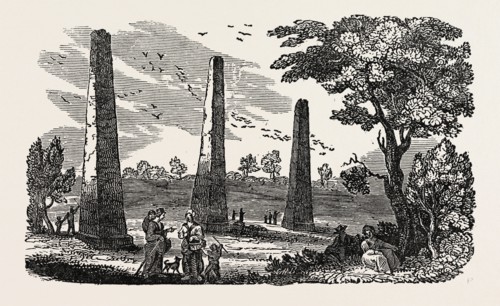 THE ARROWS, NEAR BOROUGHBRIDGE, YORKSHIRE: THE THREE COLUMNS, CALLED THE DEVIL'S ARROWS.