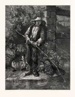 AN IDLE DOG. JOHN S. DAVIS. Fishing, Stream, outdoors, romantic