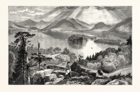 LONG ISLAND, LAKE GEORGE. THOMAS MORAN,  England was an American painter and printmaker of the