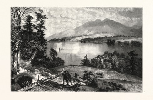 CAT MOUNTAIN, LAKE GEORGE. THOMAS MORAN,  England was an American painter and printmaker of the
