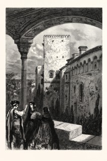 NORTHERN WALL OF THE ALHAMBRA, GRANADA. Gustave Doré. A palace and fortress complex located in