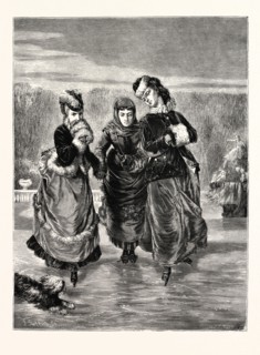 THE FIRST SKATING LESSON. WINTER PASTIMES
