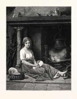 CINDERELLA IN THE CORNER. AFTER BERTRAND. Cinderella, or The Little Glass Slipper, Cendrillon, ou