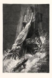 SAVED AND LOST. Religious print.