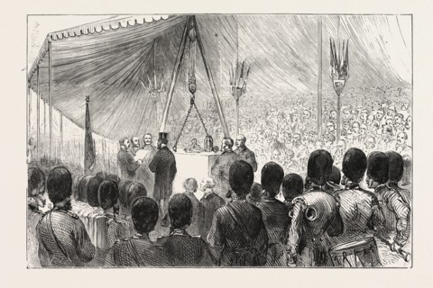 H.R.H. THE DUKE OF EDINBURGH LAYING THE FOUNDATION STONE OF THE NEW NATIONAL OPERA HOUSE, VICTORIA