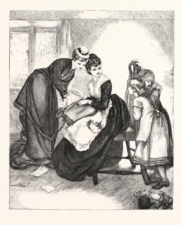 VALENTINE'S MORNING: OPENING THE POST-BAG, ENGRAVING 1876, UK, britain, british, europe, united