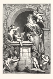 WHISPERINGS OF ST. VALENTINE. DRAWN BY CHARLES CATTERMOLE (1832-1900), ENGRAVING 1876, UK, britain,