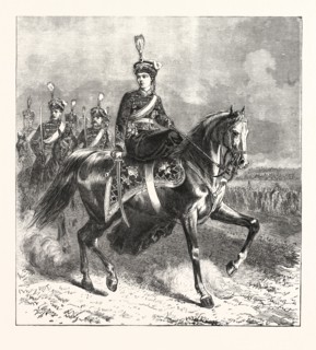 THE CROWN PRINCESS OF GERMANY AS COLONEL OF HUSSARS. ENGRAVING 1876