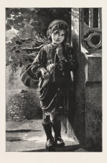 ONLY A HALFPENNY, PLEASE!, From the Picture by M. Perrault, ENGRAVING 1876