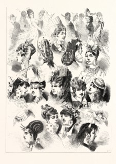 NEW HEAD-DRESSES: SUGGESTIONS FOR THE COMING SEASON, ENGRAVING 1876, UK, britain, british, europe,