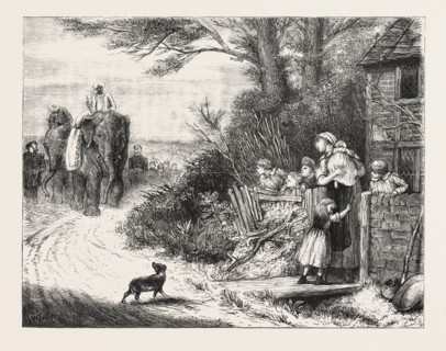 THE PRINCE OF WALES'S MENAGERIE, THE ELEPHANTS " SALAR AND JUNG  BEING BROUGHT TO LONDON BY ROAD,