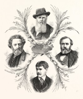 THE ROYAL ACADEMY: RECENTLY-ELECTED ASSOCIATES, ENGRAVING 1876, UK, britain, british, europe,