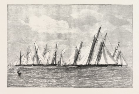 THE ROYAL THAMES YACHT CLUB CHANNEL MATCH, ENGRAVING 1876, UK, britain, british, europe, united