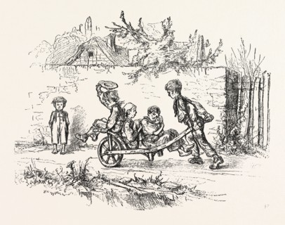 SKETCH BOOK OF HENDSCHEL, OUT FOR AN AIRING, ENGRAVING 1876