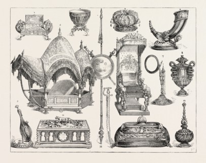THE PRINCE OF WALES INDIAN JEWELLERY AT SOUTH KENSINGTON, LONDON, Chair, carved.(Madura). 7.óHookah