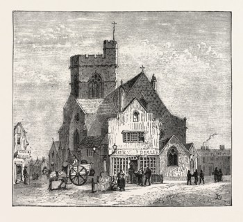 THE NORTH OF LONDON, HIGH STREET, BARNET, ENGRAVING 1876, UK, britain, british, europe, united