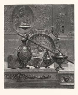 THE PHILADELPHIA EXHIBITION, DAMASCENE, WORK IN THE SPANISH DEPARTMENT, ENGRAVING 1876, US, USA,