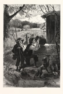 THE OLD OAKEN BUCKET, ENGRAVING 1876, UK, britain, british, europe, united kingdom, great britain,
