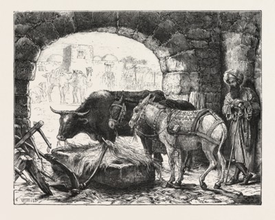 A STABLE AT BETHLEHEM, ENGRAVING 1876