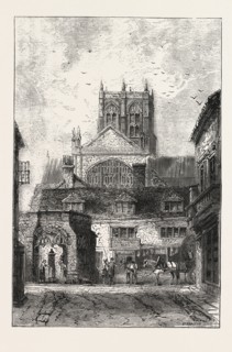 SHERBORNE, DORSET, ENGRAVING 1876, UK, britain, british, europe, united kingdom, great britain,