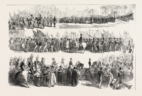 PRINCE ALBERT'S VISIT TO LIVERPOOL: THE GREAT PROCESSION TO THE SITE THE SAILORS' HOME, UK