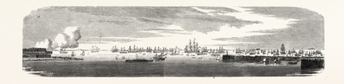 THE FRENCH AND BRITISH FLEETS AT CHERBOURG, FRANCE: VIEW OF THE ROADSTEAD AFTER THE ARRIVAL OF THE