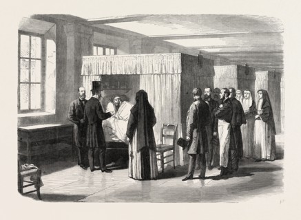 VISIT OF THE EMPEROR OF THE FRENCH TO THE CHOLERA WARDS OF THE HOTEL DIEU, FRANCE, 1865